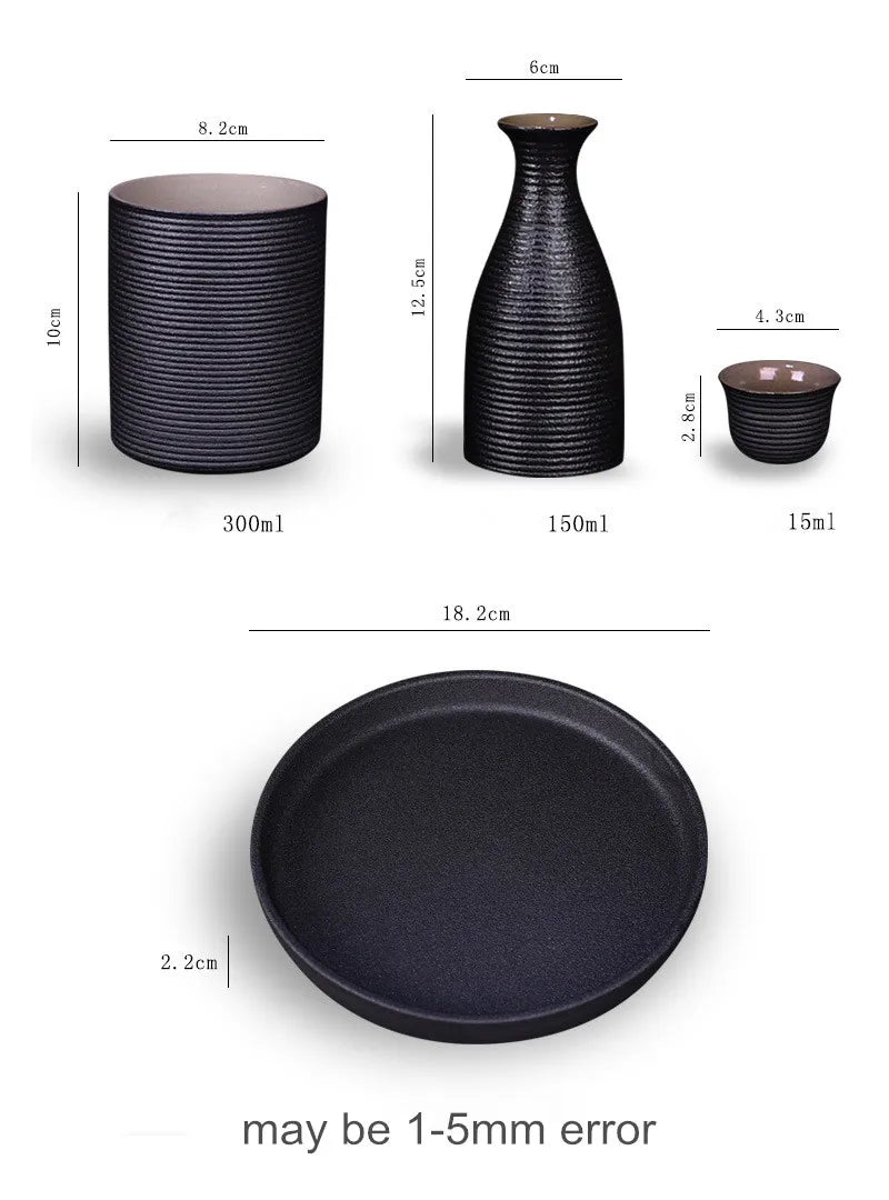 Ceramic Black Pottery Wine Set Small Wine Cup Wine Divider Glass Japanese Sake Set