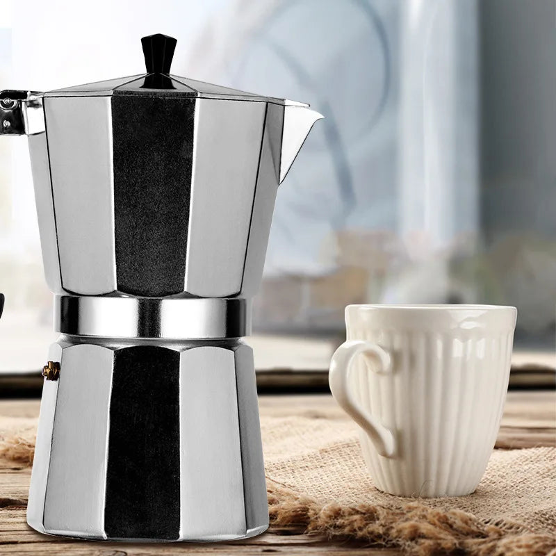 Moka Pot Italian Coffee Machine Espresso Aluminum Geyser Coffee Maker Kettle Latte Stove Classic Coffee Barista Accessories600ml