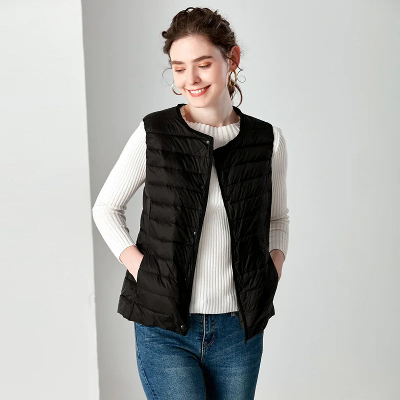 Aurora Stehkragen Daunenweste - Dünn Füllung 80% Größe 3XL