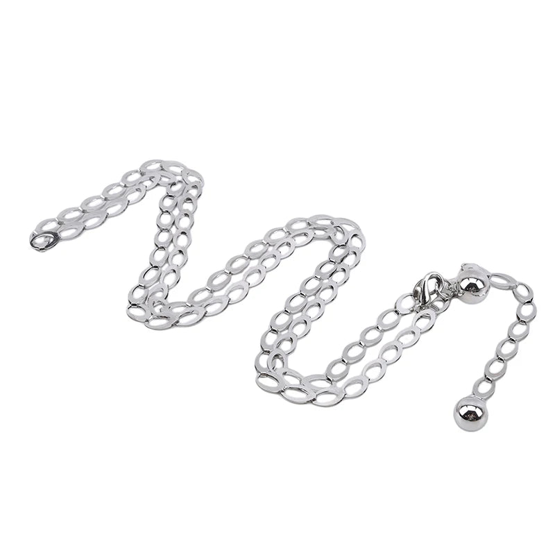Women Fashion Belts Luxury Designer Belt Retro Silver Carved Hollow Out Chain Belt for Women Elegant Round Metal Women Belt