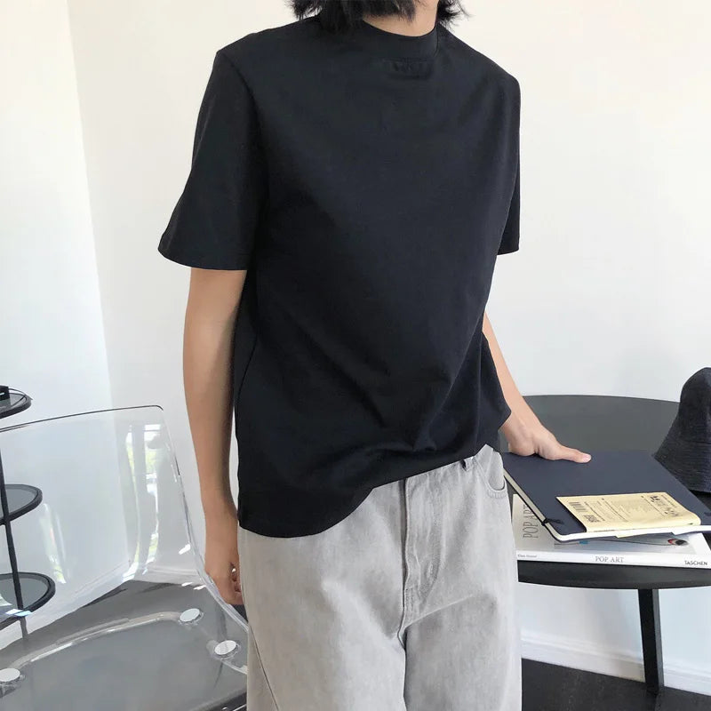 Tricou de damă cu mânecă scurtă și guler rotund, casual, monocromatic, lejer, de vară