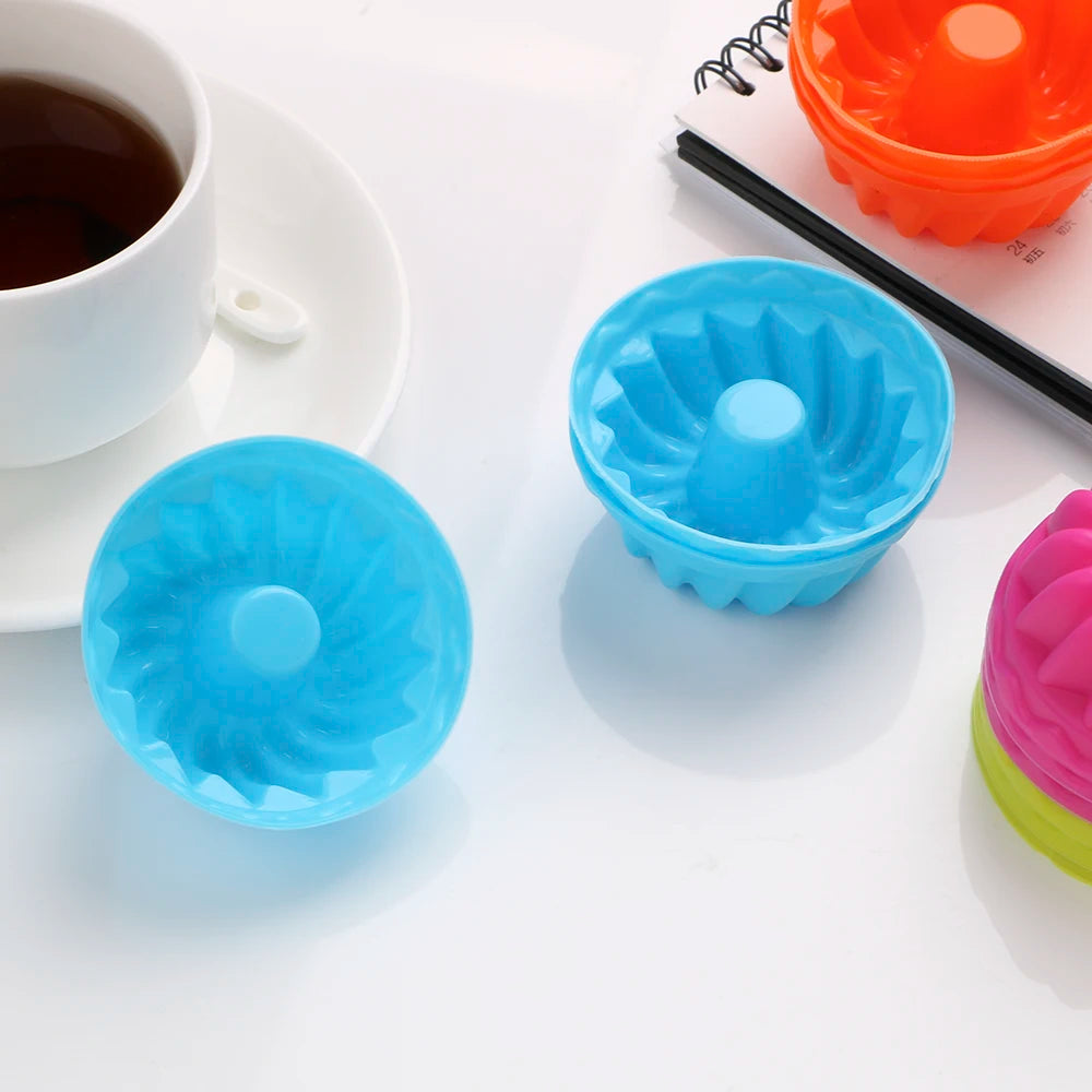 HILIFE Silicone Pudding Cupcake Muffin Donut Mold Non-Stick Baking Jelly Mould 12pcs/set Thread Shape