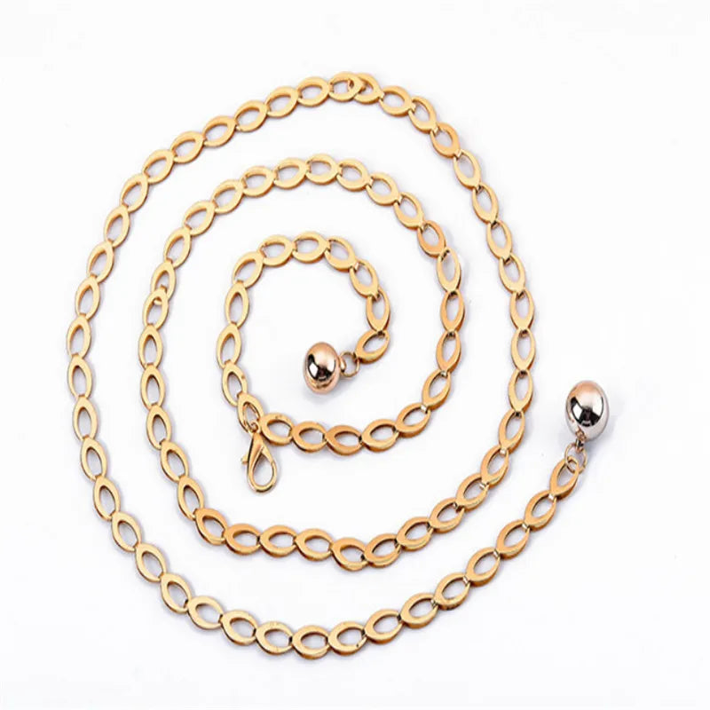 Women Fashion Belts Luxury Designer Belt Retro Silver Carved Hollow Out Chain Belt for Women Elegant Round Metal Women Belt