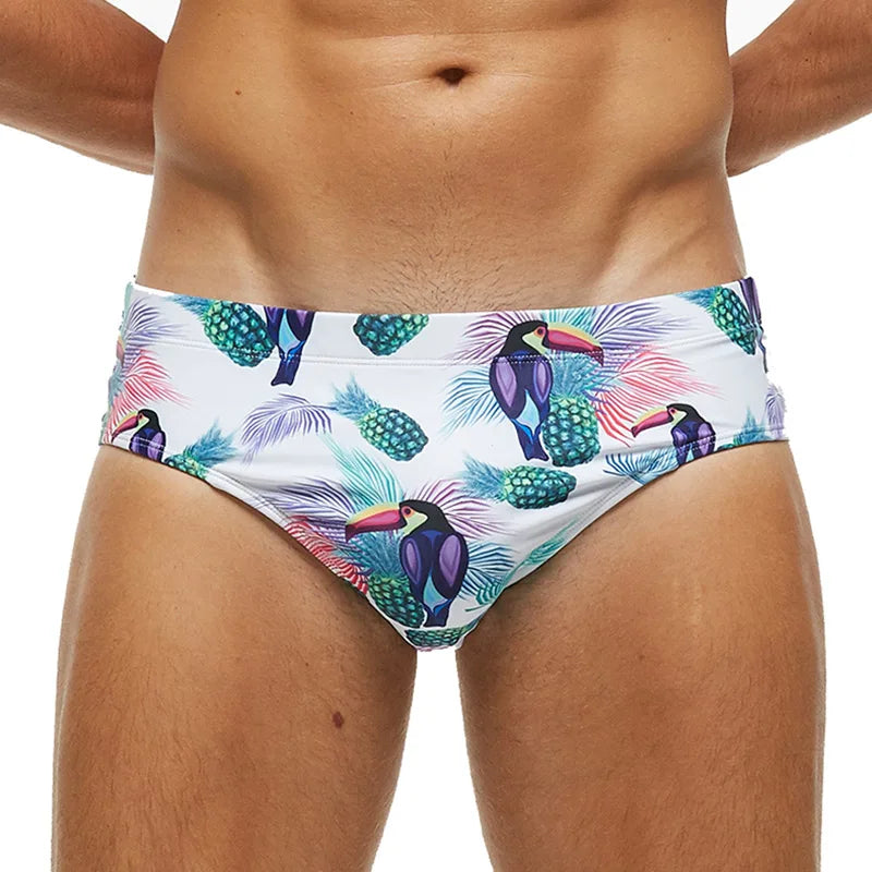 Datifer Summer Mens Shorts Swim Briefs Beach Sexy Removed Breathable Pad Printing Plus Size Bermudas Masculina Swimming Shorts