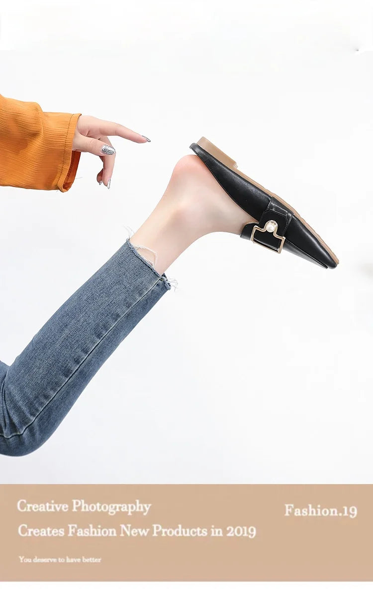 Damen Slipper 2025 - Mode Leder Loafer Ohne Absatz - Slip-On Sommer Outdoor Leichte Walking Schuhe