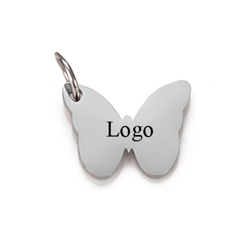 Edelstahl Gravur Anhänger Set 2025 - 5 Stück DIY Schmuck Herz Stern Dreieck Schmetterling