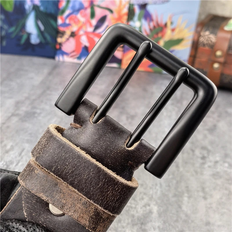 Herren Ledergürtel 2025 - Super Wide 4.2CM Luxury Thick Genuine Leather Double Buckle