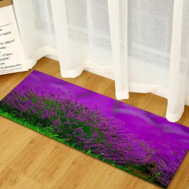 Non-slip Kitchen Mat Flannel Floor Mat Carpet Purple lavender Home Entrance Doormat Modern Rug Bedroom Living Room Tatami Tapete