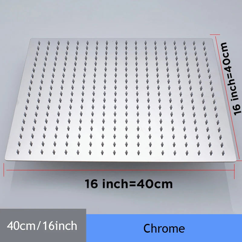 Shower Head 16 Inch Luxury Ultrathin Rainfall Shower Head Stainless Steel Chrome Nickel Bathroom Faucet Accessory