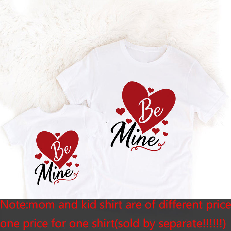 Valentine's Day Shirts Pink Heart Mommy and Me Matching T-Shirt Family Look Mother and Daughter Shirts Valentines Day Outfits