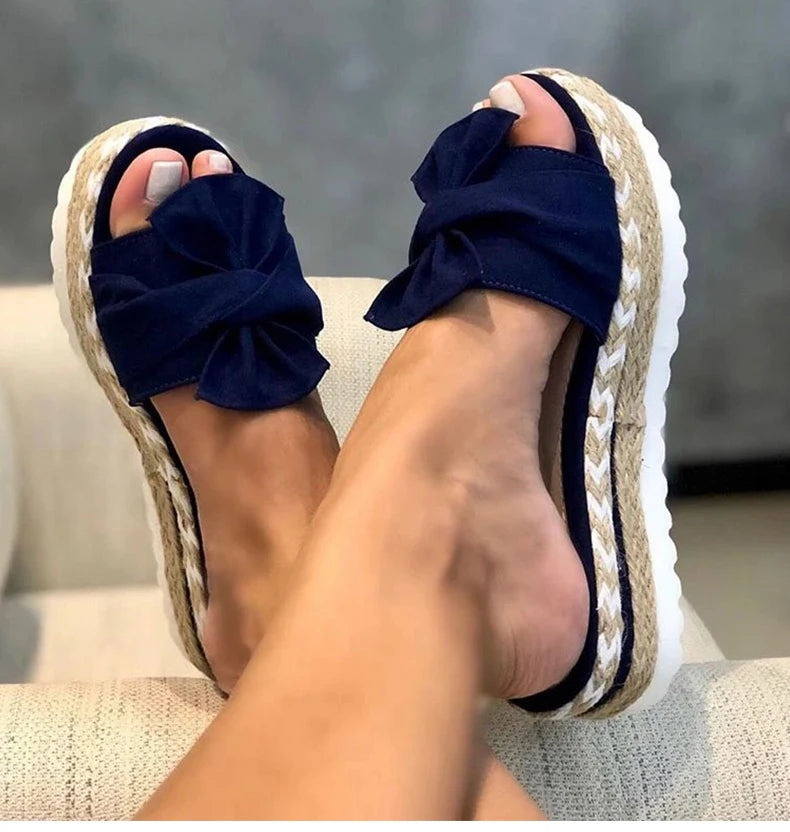 Slippers Women Sandals Platform Sandals Shoes Women Bow 2022 Summer Sandals Slipper Indoor Outdoor Flip-flops Beach Shoes Female