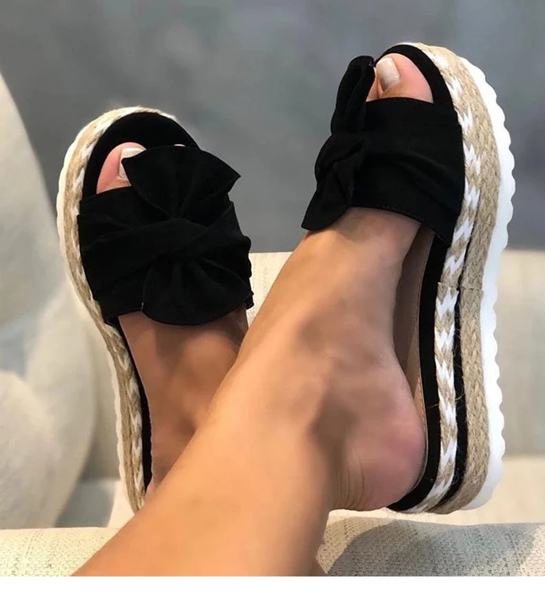 Slippers Women Sandals Platform Sandals Shoes Women Bow 2022 Summer Sandals Slipper Indoor Outdoor Flip-flops Beach Shoes Female
