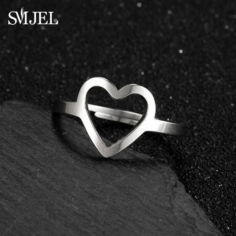 New Punk Geometric Ring for Men Women Exaggerated Stainless Steel Jewelry Opening Adjustable Ring Anillo Hombre Bijoux 2021 Gift