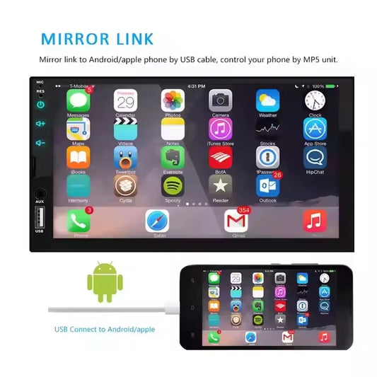 Radio auto DIBOEV 1 DIN cu Android - 7" tactil, Bluetooth, GPS și FM