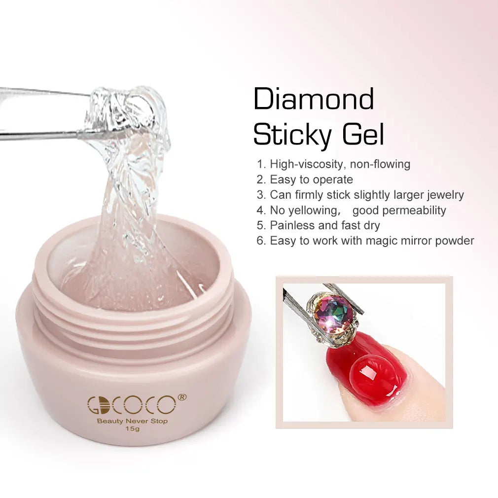 Lipici de unghii cu diamant, stick, gel solid cu vâscozitate, gel pentru unghii, design DIY, înmoaie-off, lipici UV pentru LED, stras, decorare, lipici de cristal