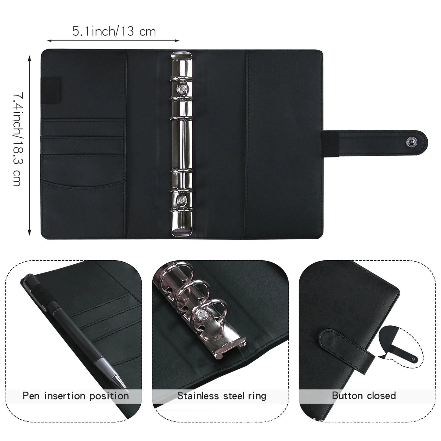 Coliky A5 A6 PU Leder Organizer - 6 Ringe 12 Taschen