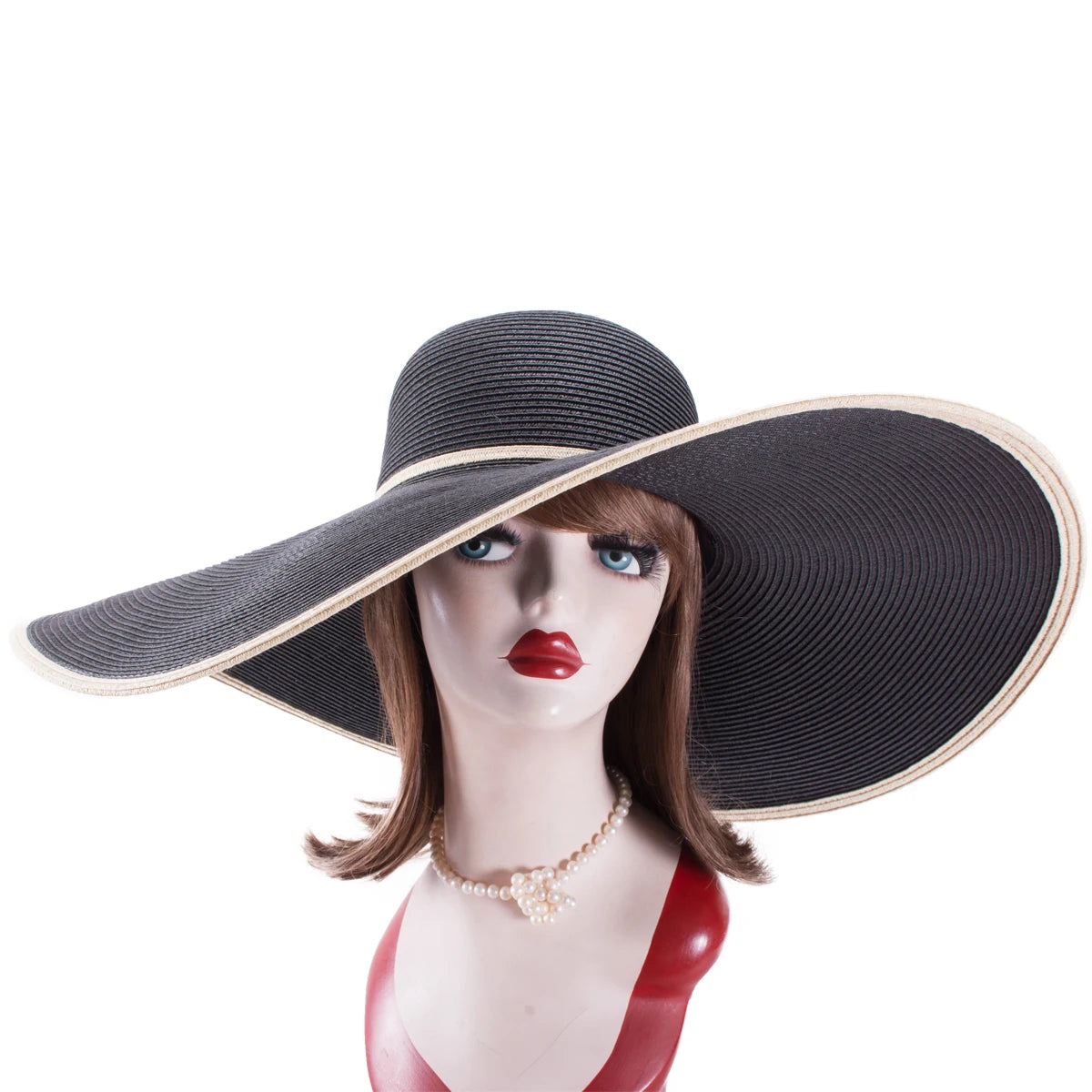 Pălării de paie pliabile, supradimensionate, cu bor larg, Lawliet, elegante, pentru plajă, pentru nuntă, femei, cu boruri largi, A330