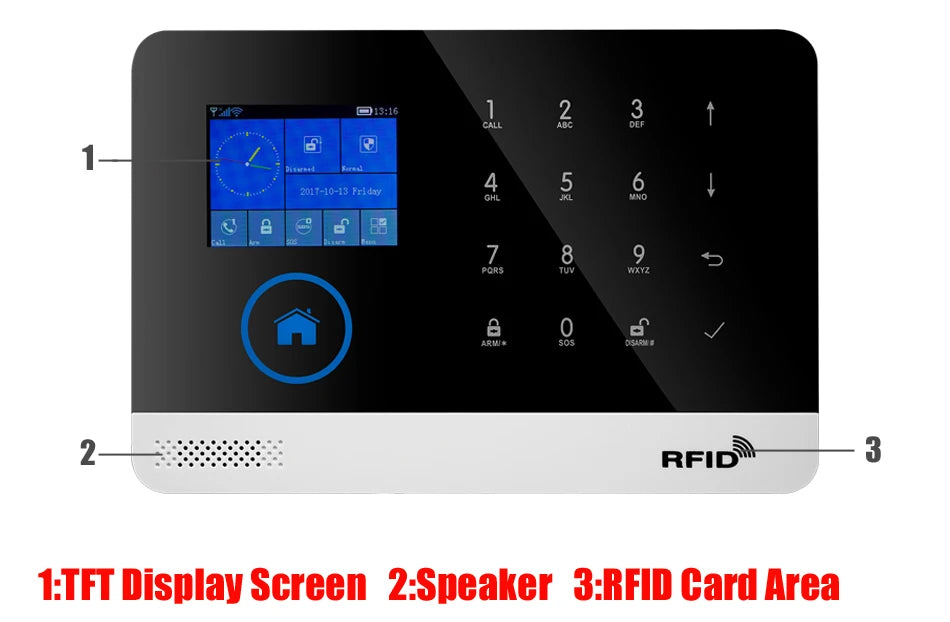 Alarmanlage 2025: Wireless Tuya APP SIM GSM Home RFID Burglar Security - LCD Touch Keyboard WIFI GSM Alarm System Sensor Kit Russian Spanish Voice Collection
