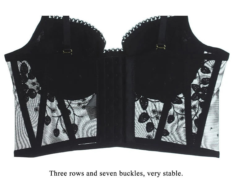 New Embroidery Lace Flowers French Underwear Bralette elegant Body Shaping Push Up Bra Set Romantic White Black Cute Lingerie Thin