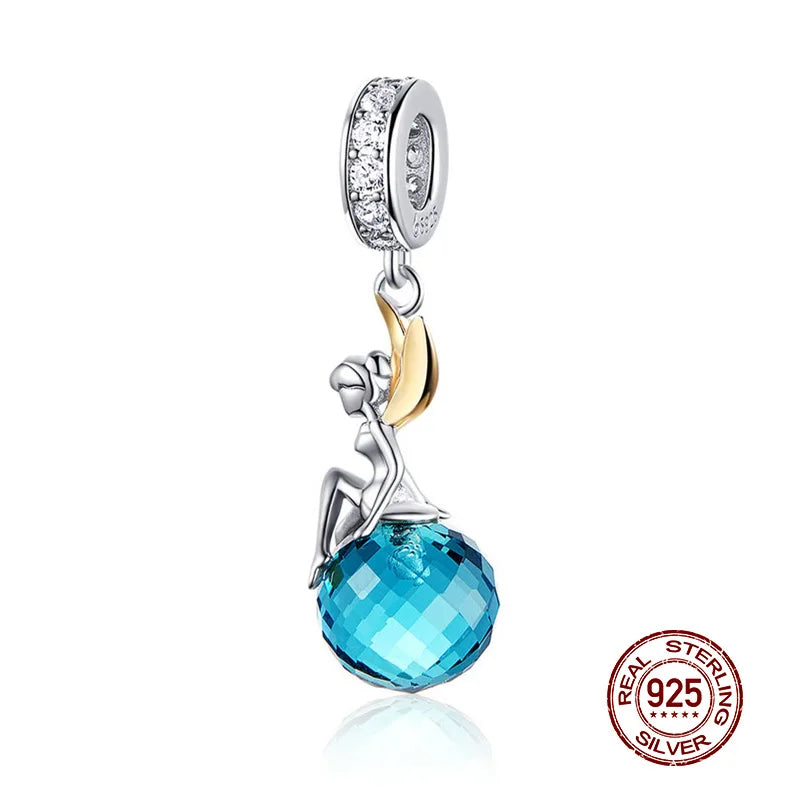 WOSTU 925 Sterling Silber Anhänger 2025: Frauen Junge Mädchen Haustier Kamera Biene AAA Cubic Zirkonia - Kaffee Marienkäfer Perlen DIY Original Armband 1.9g