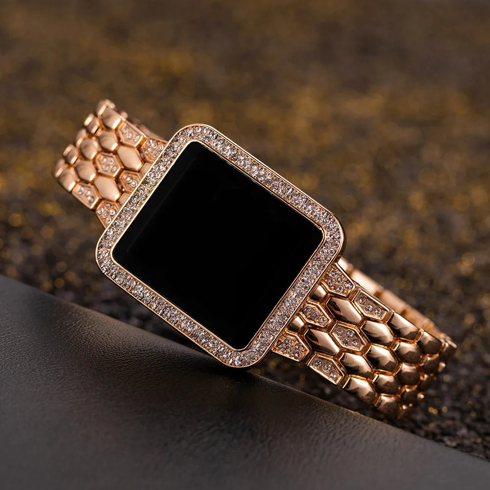 Damen Uhr 2025 Top Luxus Strass Rosegold Armbanduhr Für Frauen Mode Stahl Damen Armbanduhren Elektronisch Uhr
