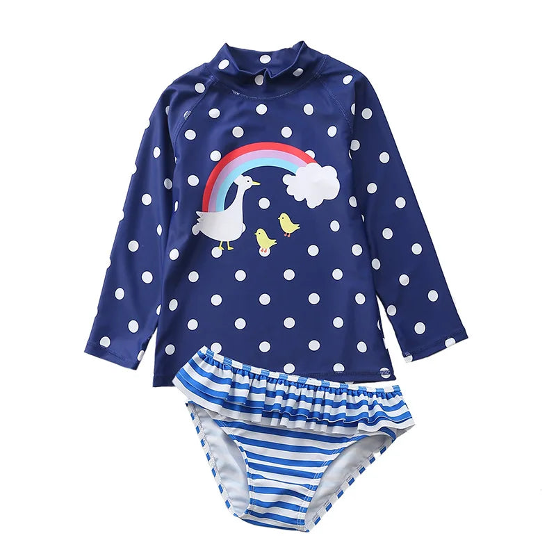Kinder-Badeanzug 2025: KLEINE KINDER Einhorn Rash Guards Langarm - Zweiteilige Kinder Schwimmkleidung Strand Baby Mädchen UV-Schutz