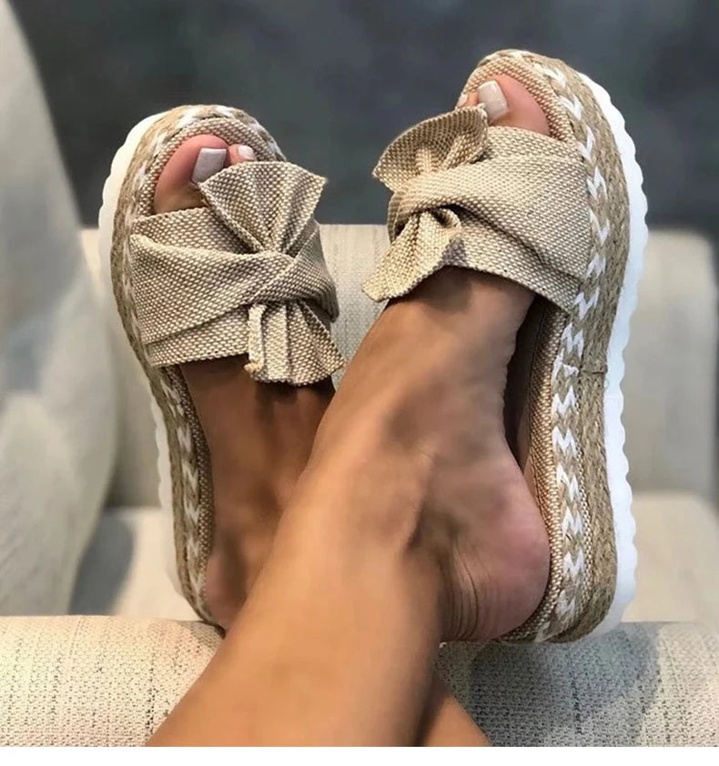 Slippers Women Sandals Platform Sandals Shoes Women Bow 2022 Summer Sandals Slipper Indoor Outdoor Flip-flops Beach Shoes Female