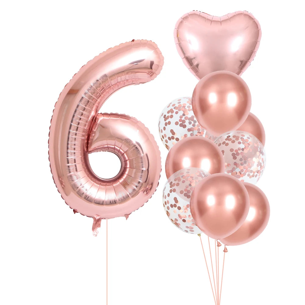 GIHOO 21118 Zahlenballons Roségold - 10 Stück 40 cm Latex