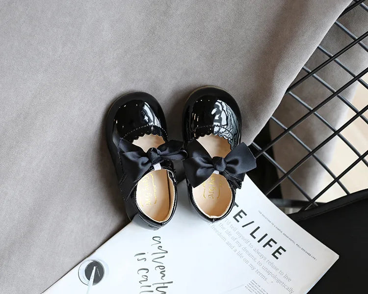 Baby Prinzessin Mädchen Schuhe 2025 - Frühling Herbst Süße Schleife Lackleder - Tanzschuhe Erste Laufschuhe Kinder