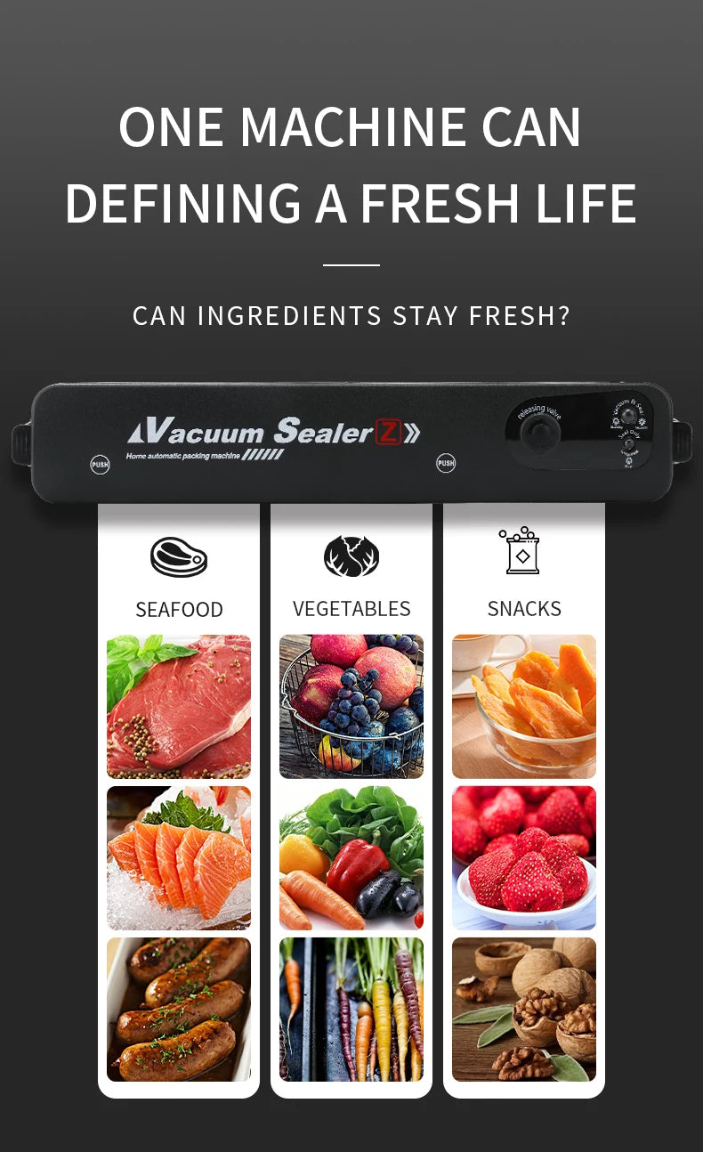 Vacuum Sealer Packaging Machine 220V/110V Household Food Vacuum Sealer Film Sealer Vacuum Packer Including 15Pcs Bags