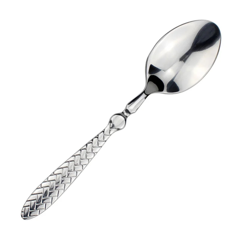 LUCF Royal Luxury 2025 - Gewebtes Muster Griff Spiegel Edelstahl Geschirr - Elegantes Besteck Delikates Tafelgeschirr Küche Hotel