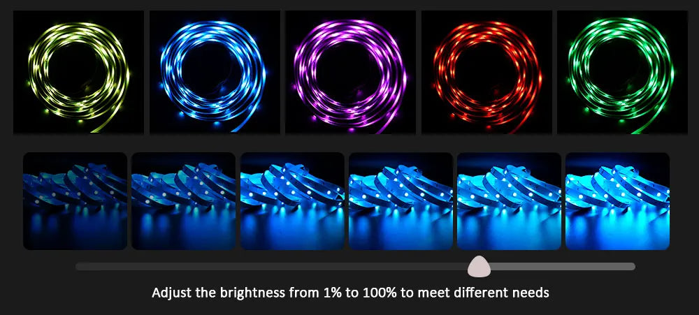 LED Strip Lights, Ultra-Long RGB 5050 LED Strips with Remote Controller, Color Changing Tape Light with 12V Adapter for Bedroom