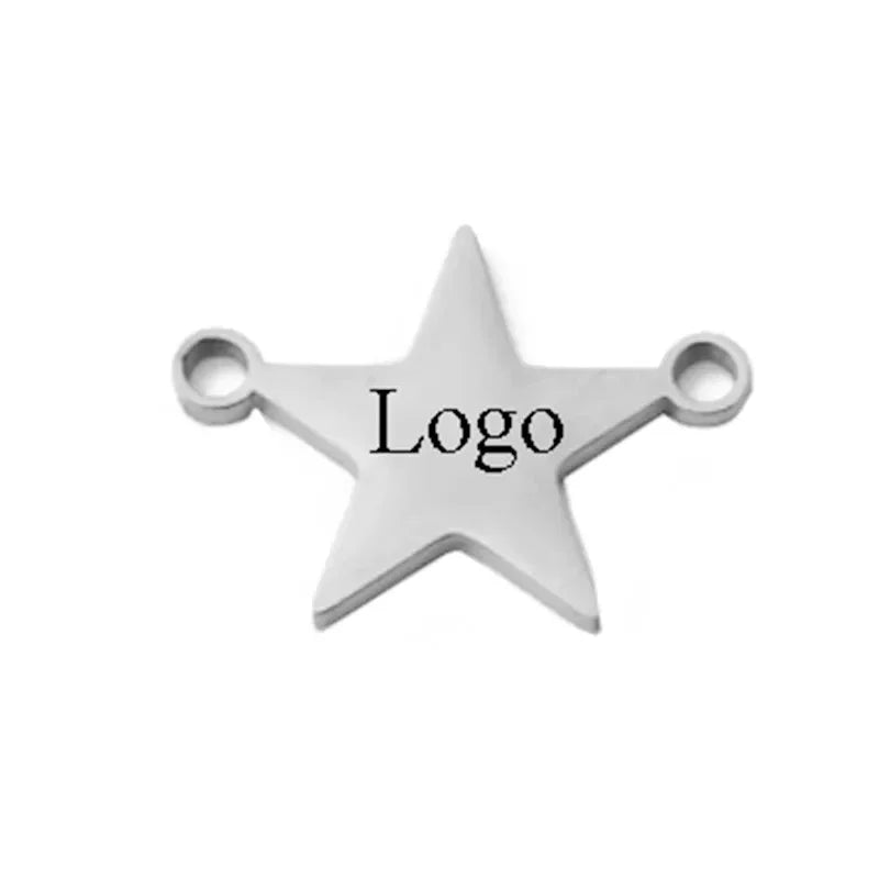 Edelstahl Anhänger Poliert - 5 Stück Gravur 2-Loch 20mm - Golden Bridge Store