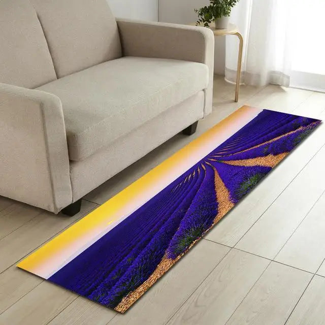 Non-slip Kitchen Mat Flannel Floor Mat Carpet Purple lavender Home Entrance Doormat Modern Rug Bedroom Living Room Tatami Tapete