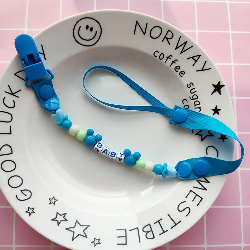Baby Schnuller Clip Kette Silikon Perlen - Verstellbare Befestigung Nippel Dummy Halter - Anhänger für Mädchen Neugeborene Zubehör Geschenke