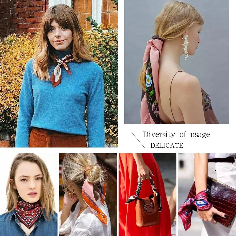 SENAIFE Satin-Schal Elegant - 90x90cm Polyester Leicht