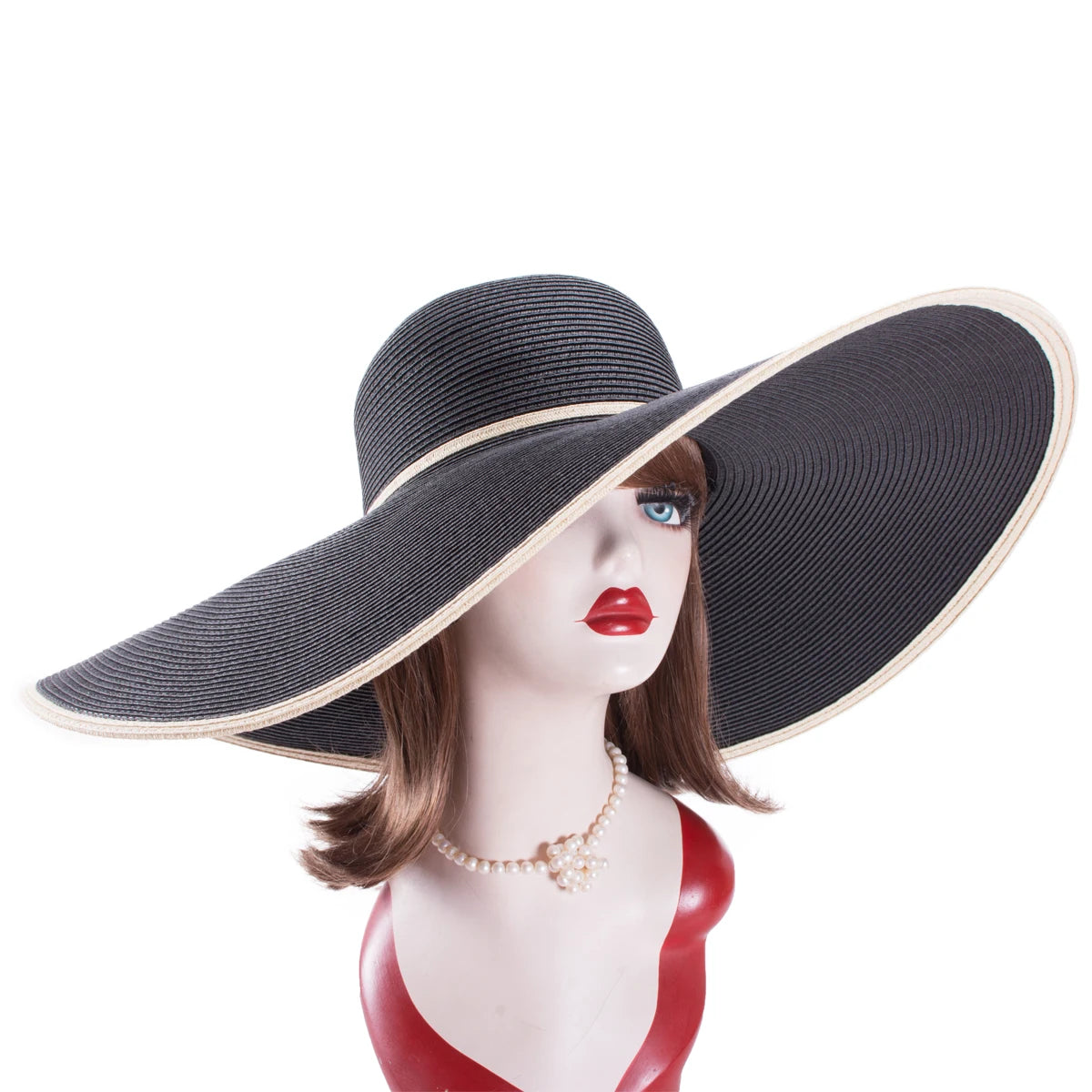 Pălării de paie pliabile, supradimensionate, cu bor larg, Lawliet, elegante, pentru plajă, pentru nuntă, femei, cu boruri largi, A330
