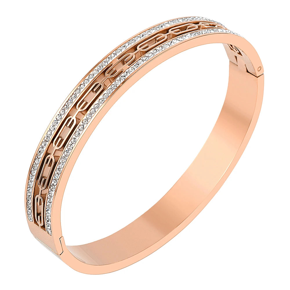 Luxus Strass Armband Hohl Graviert Geometrisch Frauen Bangle Für Männer Frauen Mode Schmuck