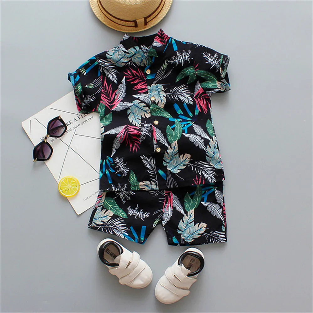 Jungen-Set 2025: SUNSION 0-5Y Kids Baby Boy Clothes Boho Summer - Floral Print Sets 2Pcs Short Sleeve Shirt+Shorts Child Boy Beach Wear Casual Outfits Collection