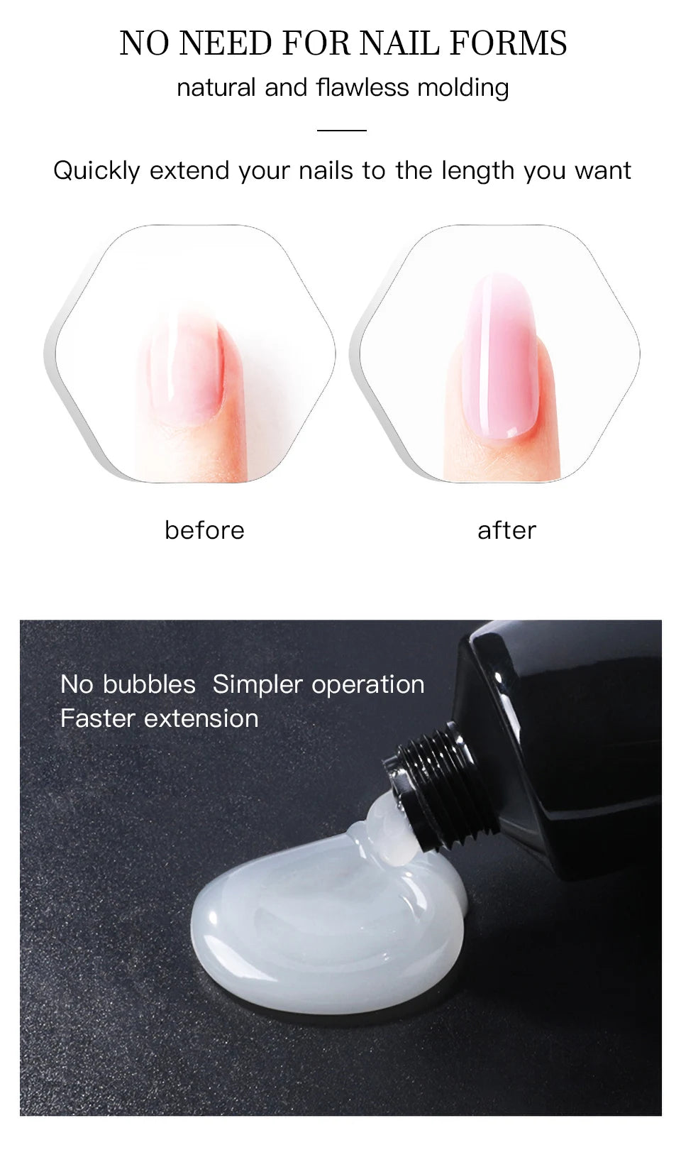 Gel de unghii 2025: 30ml acrilic dur, transparent - Colecție UV LED