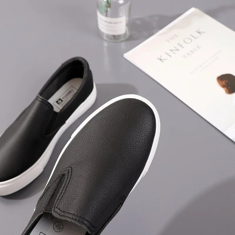 Fashion White Leather Women Chunky Sneakers White Shoes Tenis Feminino Zapatos De Mujer Platform Women Casual Shoes