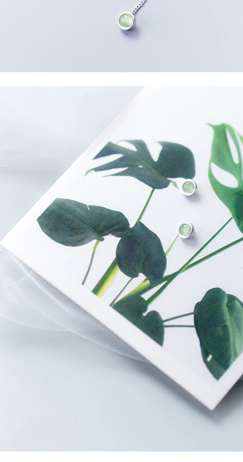 Cercei cu ciucuri și lanț lung cu opal verde Modian Fashion pentru femei, cercei cu picătură din argint 925 autentic, bijuterii fine 2020, noi