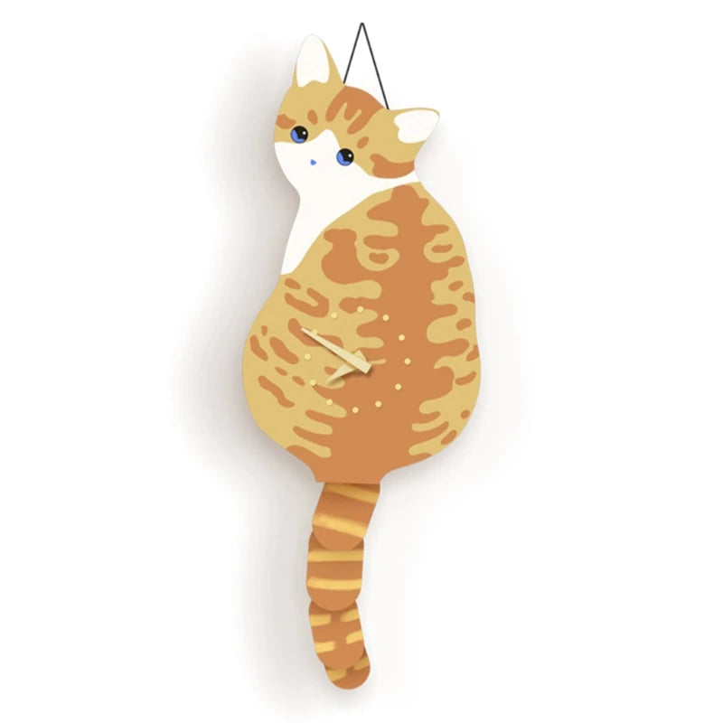 Creative Wall Clock Naughty Cat Wag Tail Clocks Quiet Swinging Clock for Home Bedroom Living Room Decoration Kid Room Decor Tail