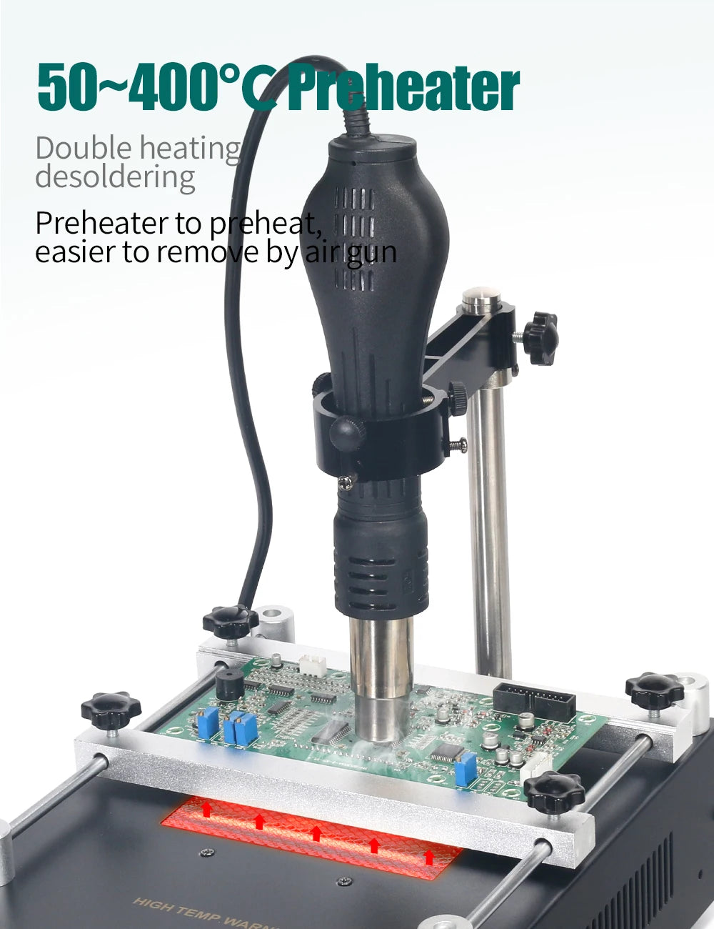 YIHUA 853AAA 1200W Preheating Station PCB Preheater Soldering Station BGA Rework Station Soldering Iron Heat Gun Welding Station