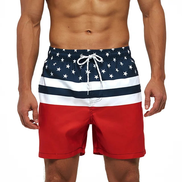 DATIFER Summer Men Beach Print Shorts Surfing Swimwear Fitness Workout Trunks Male Sportswear With Pockets Pants