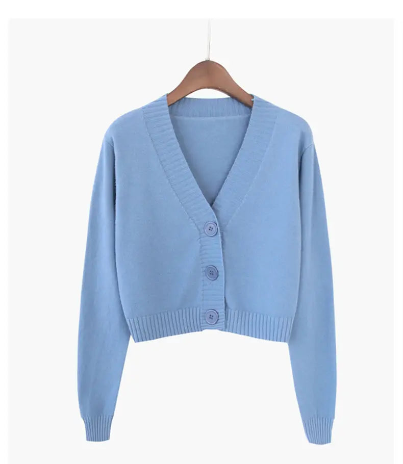 Nevettle Cropped Cardigan V Neck - Länge 4 bis 16 Zoll Gewicht 120 bis 220 g pro Quadratmeter Farbe Grün Blau