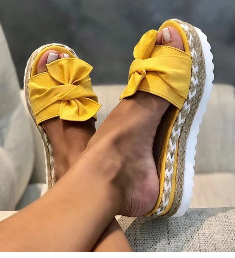 Slippers Women Sandals Platform Sandals Shoes Women Bow 2022 Summer Sandals Slipper Indoor Outdoor Flip-flops Beach Shoes Female