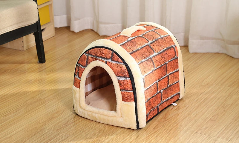 Indoor Dog House Soft Cozy Dog Cave Bed Foldable Removable Warm House Nest With Mat For Small Medium Cats Animals Kennel