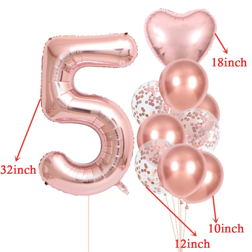 GIHOO 21118 Zahlenballons Roségold - 10 Stück 40 cm Latex