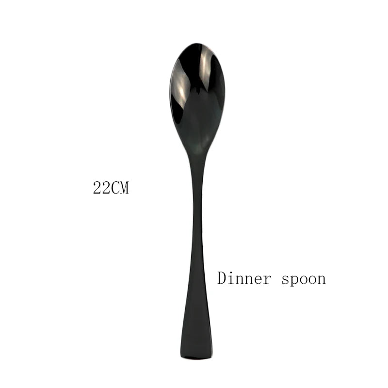 Tafelgeschirr Set Edelstahl 2025 - Küche Besteck Set Schwarz Steak Messer - Dessert Löffel Besteck Gabel Tafelgeschirr Zubehör